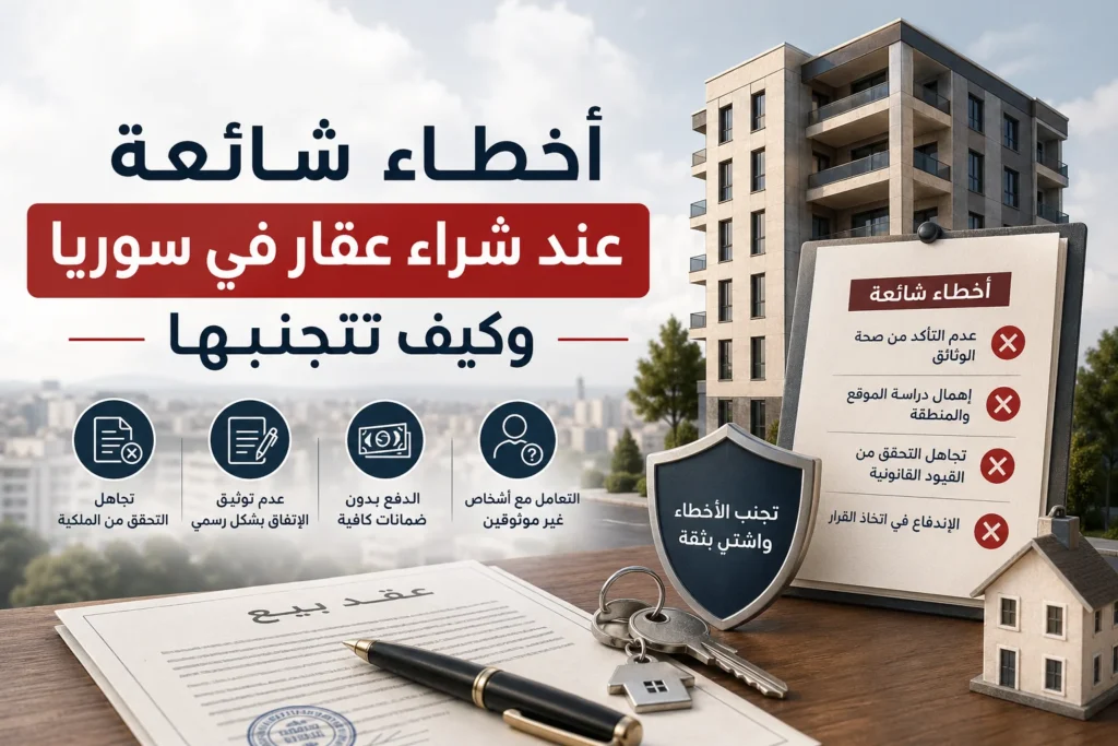 أخطاء شائعة عند شراء عقار في سوريا وكيف تتجنبها